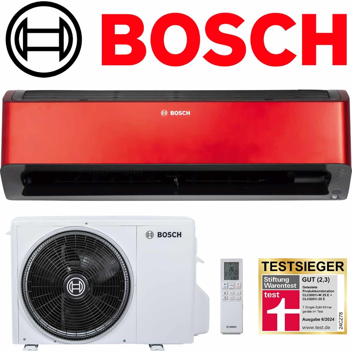 BOSCH Climate Class 8000i 25 ER Klimaanlage 2,5 kW SET | Rot