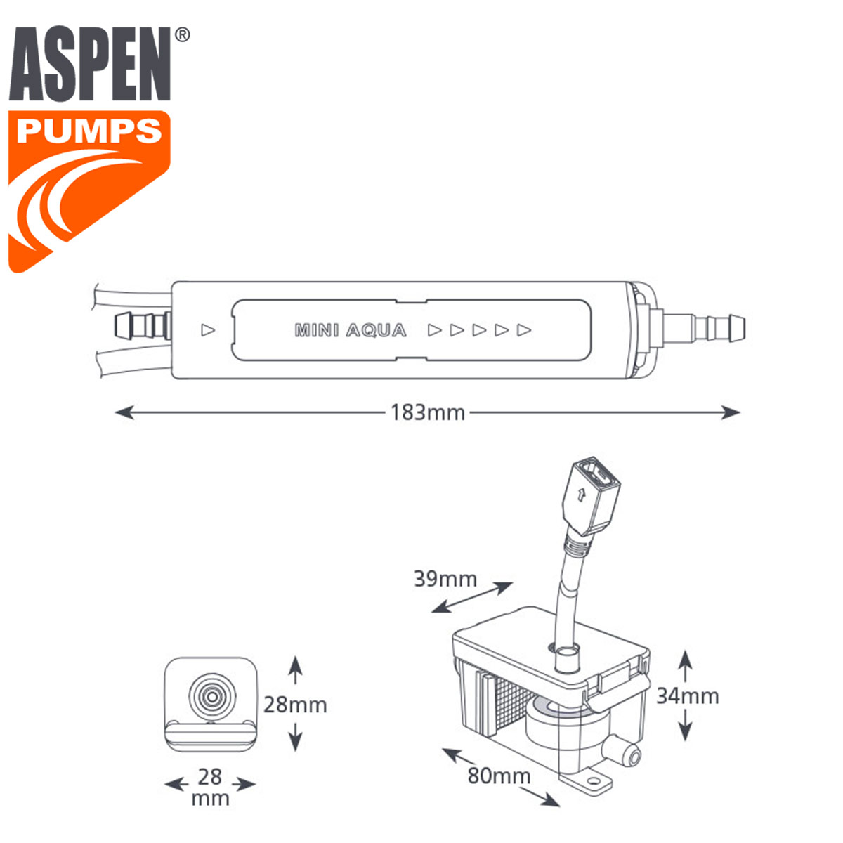 Kondenswasserpumpe Aspen Silent+ Mini-Lime 2020 99X44X114 mm - mit  Speediduct weß